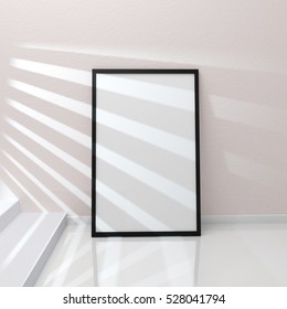 Image of simple poster frame mockup scene 3d rendering