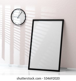 Image of simple poster frame mockup scene 3d rendering