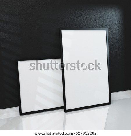Image of simple poster frame mockup scene 3d rendering