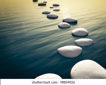 An image of some nice step stones in the evening sea