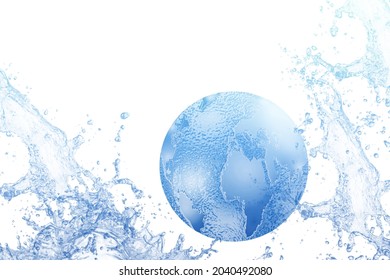 Image Of Splash And Earth, World Map , Eco, Clean Water Environment