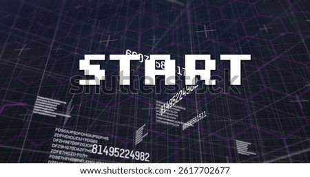 Image of start over data processing on black background. data processing and technology concept digitally generated image.