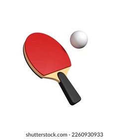 image of table tennis or ping pong racket or racket with table tennis ball. 3D Illustration