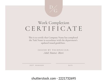 Image of template of work completion certificate on beige background. Job contracts, certificates, occupation and employment concept. - Powered by Shutterstock