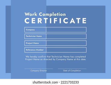 Image of template of work completion certificate on blue background. Job contracts, certificates, occupation and employment concept. - Powered by Shutterstock