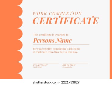 Image of template of work completion certificate on beige and orange background. Job contracts, certificates, occupation and employment concept. - Powered by Shutterstock