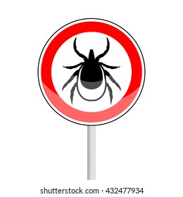 image of a tick in a red  circle - tick stop sign