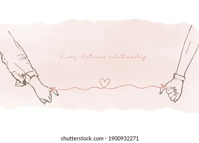 Image of two hands of lover in a long relationship with the hand writting word on watercolor background. Long distance relationship concept, can be used for the Valentine's day occasion. - Powered by Shutterstock