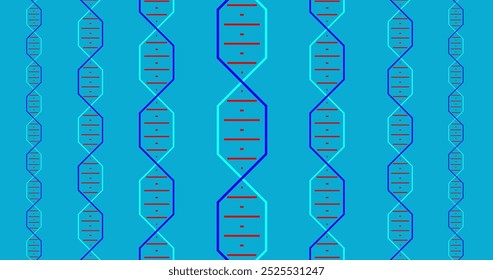 Image of vertical rows of rhomboid pattern with moving lines on blue background. Abstract, change, energy, data, connection, processing, background and communication, digitally generated image.