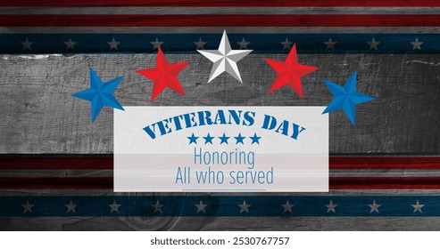 Image of veterans day honoring all who served text over american flag. patriotism and celebration concept digitally generated image. - Powered by Shutterstock