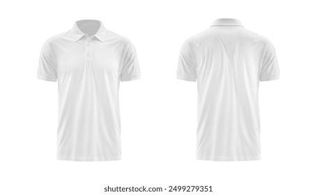 An image of a white Polo T-Shirt - Front and Back View isolated on a white background