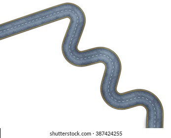 Image Of A Winding Road, Top View. 3d Render Image. 