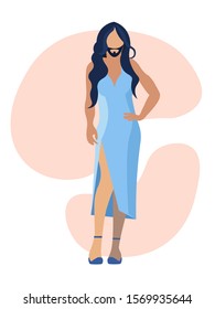 The Image Of A Woman With A Beard, Hirsutism. Flat Style Cartoon Raster Illustration