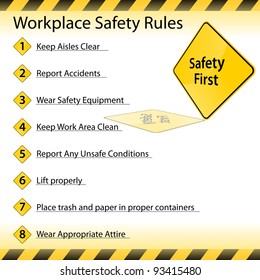 An Image Of A Workplace Safety Rules Chart.