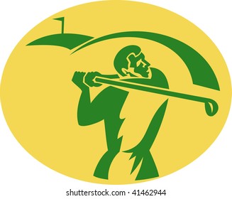 Imagery shows a golfer teeing off or swinging golf club - Powered by Shutterstock