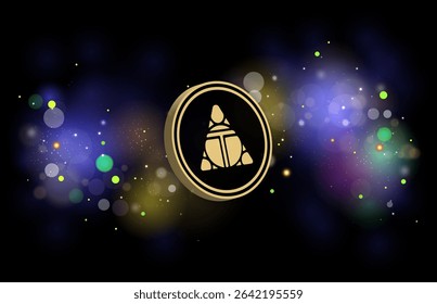 Images of alien worlds-TLM cryptocurrency logos on digital background. 3d illustrations.