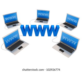 Images of computer network, internet, technology, IT on white background
