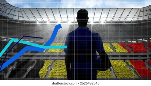 Images of financial data processing over biracial football player. Sports, competition, entertainment and technology concept digital composite image. - Powered by Shutterstock - Get 15% off with code: PIKWIZARD15