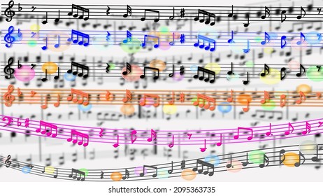 Imaginary abstract musical notes. 3d illustration