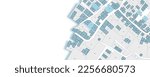 Imaginary cadastral map with buildings, land parcel and vacant plot - land records and property registry web design banner concept with copy space and space for text