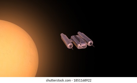 Imaginary Spaceship On Exploration. 3d Illustration
