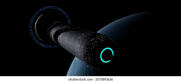 An Imaginary Spaceship In Orbit Close To Earth.