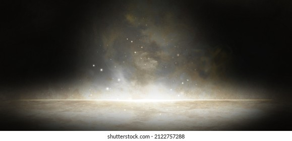 Imagination Smoke And Lighting Creepy Spotlight with Dark Slate Gray Colors Abstract Background Cinematic Concept For Product Display And Presentation Ilustração Stock