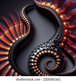 Imaginative Design Of Octopus Tentacles,3D,3D Illustration,3D Rendering.