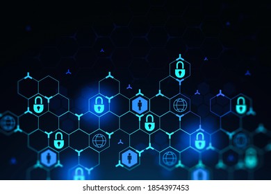 Immersive Cyber Security Interface Over Blue Stock Illustration 1854397453