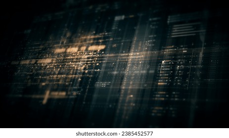 Immersive data matrix simulation UI with cutting-edge digital environment with a dynamic and immersive display of interconnected data matrix information networks systems background
