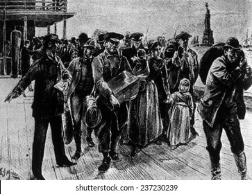 Immigrants Arriving In New York City In The Late 19th Century.