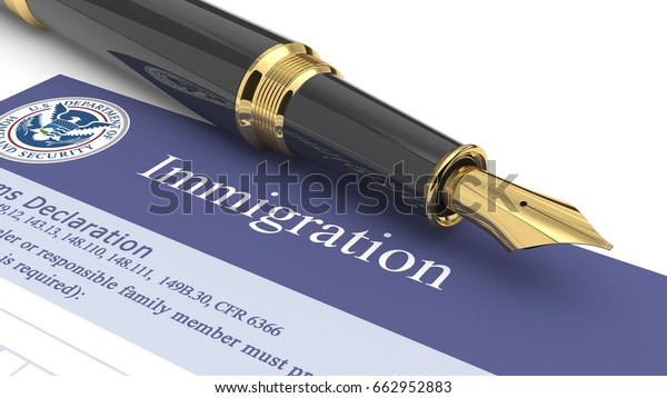 Immigration document. 3d\
illustration