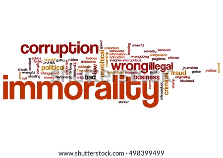 Immorality word cloud concept