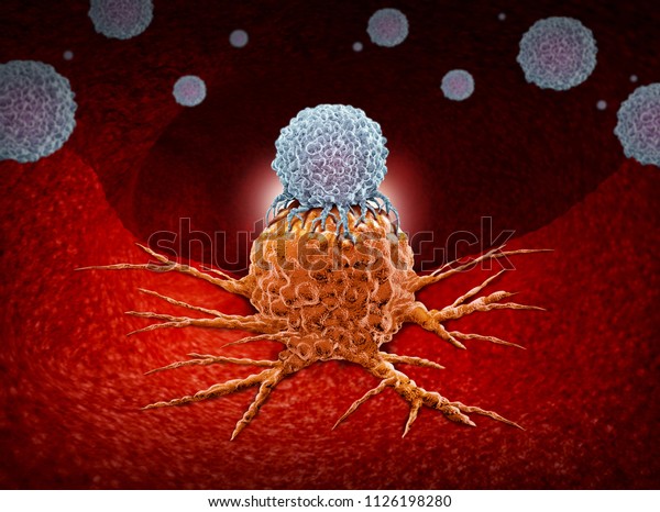 Immunotherapy as a\
human immune system therapy concept as a biomedical or biomedicine\
oncology treatment using the natural cancer fighting properties of\
the body as a 3D\
render.