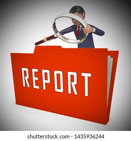 Impact Report Folder Shows A Summary Or Writing Of Evidence And Results 3d Illustration. Business Data Or Political Information 