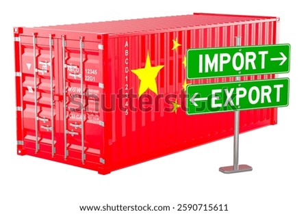 Import and export in China, concept. 3D rendering isolated on white background