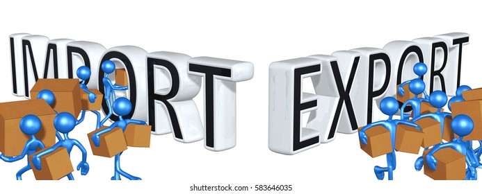 Import Export Trade Concept With The Original 3D Characters Illustration
