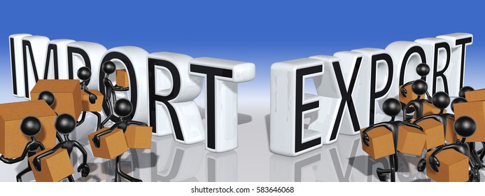 Import Export Trade Concept With The Original 3D Characters Illustration
