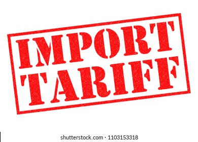 IMPORT TARIFF Red Rubber Stamp Over A White Background.