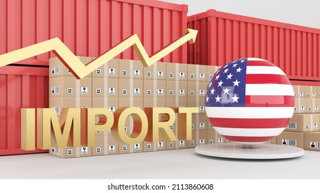 Imports Of Goods From Other Countries Have Increased At An Exponential Rate. ,import And Export Business, Importing Country For Commodities And Raw Materials,3d Rendering