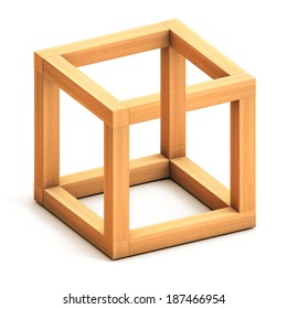 Impossible Cube. Optical Illusion. Impossible Geometrical Figure