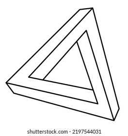 Impossible Reutersvard Penrose Escher Triangle Tribar (black And White, Thick Lines)