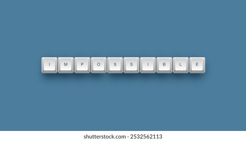 Impossible text on a 3d keyboard button with shadow, 3d illustration 