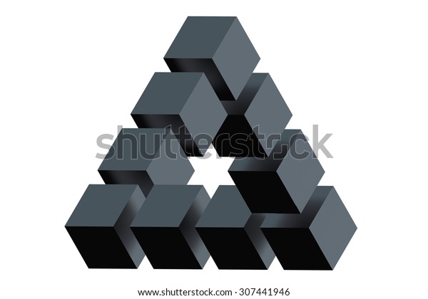 Impossible Triangle Optical Illusion Isolated On Stock Illustration ...