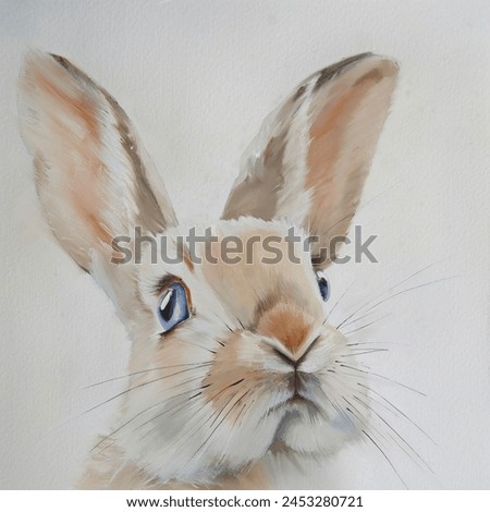 impression animal, rabbit, cute, watercolor, oil painting, illustration，Home hanging paintings, printing, background materials, artistic creativity, interior decoration