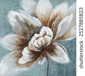 Impression oil painting, brown and white combination, beautiful flowers, acrylic hand painting,Home hangings, wall art, printed background material