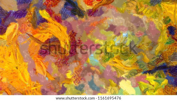 Impressionism painting abstraction in Vincent Van Gogh style. Soft paint brushstrokes. Bright pastel colors. Abstract painting background. Hand drawn artistic pattern.