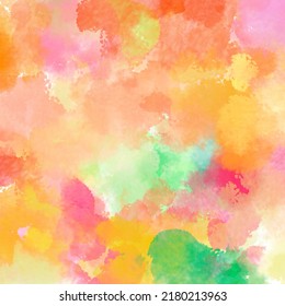 Impressionist Art. Summer Colorful Background. Orange And Funny Colors. Happy Smudges.