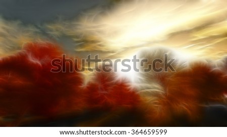 Image, Stock Photo Impressionist autumn scene of fields and oak forest
