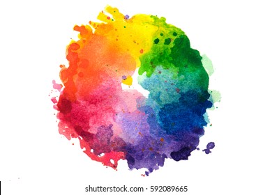 Impressionist style artistic color wheel color palette drawn and water colors  isolated white 
